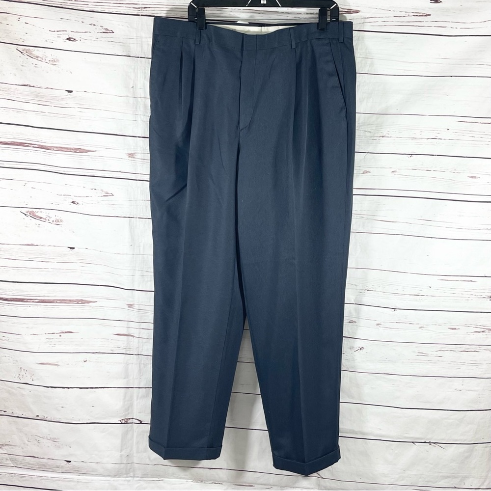 Savane Pants Mens Size 38x32‎ Grayish Blue Pleated Front Dress Pants